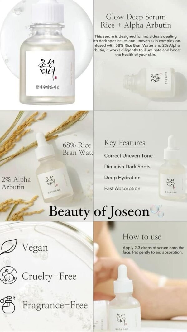 Beauty of Joseon Glow Deep Serum - Face Serum for Glowing Skin Rice + Arbutin 30ml