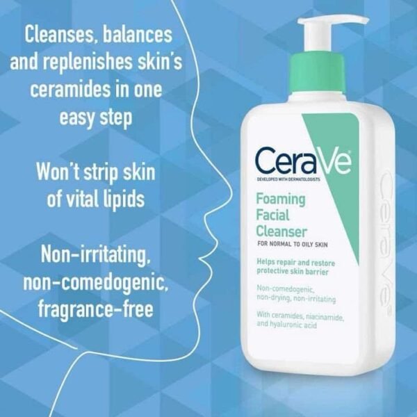 CeraVe Foaming Cleanser For Normal To Oily Skin With Hyaluronic Acid 236ml | 473ml