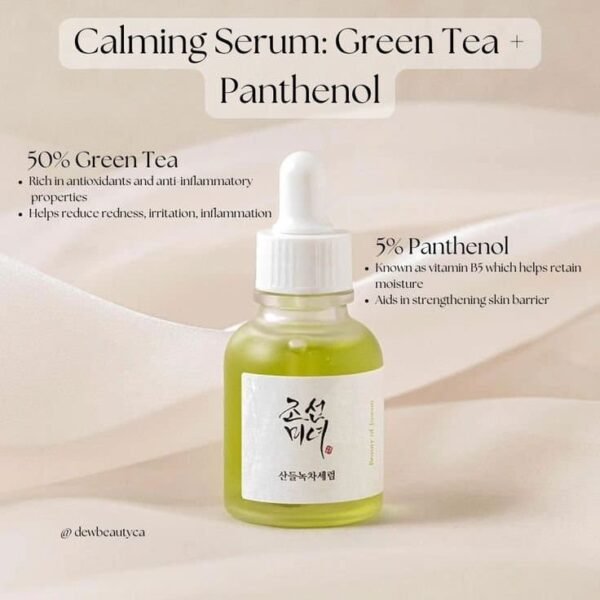 Beauty of Joseon Calming Serum with Green Tea and Panthenol - Soothing and Hydrating Formula for Sensitive Skin - 30ml
