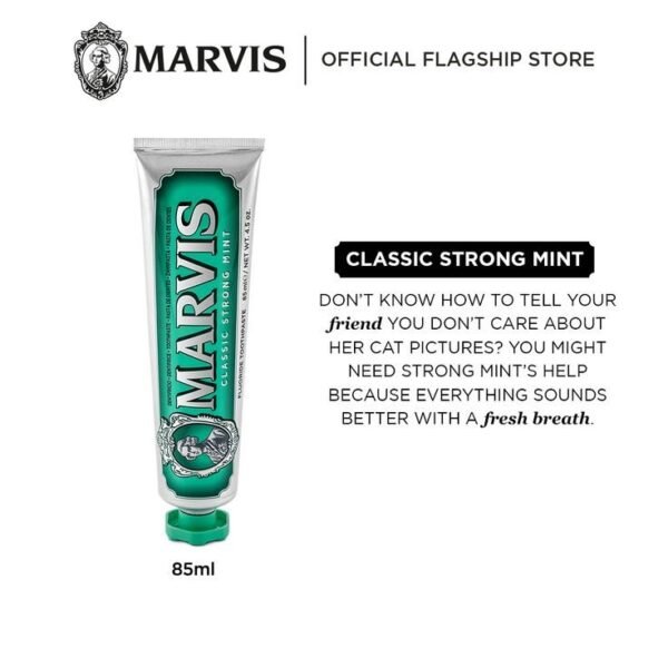 MARVIS Classic Strong Mint Toothpaste Intense Freshness, Plaque Removal, Sparkling White Smile 85ml