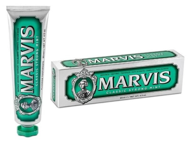 MARVIS Classic Strong Mint Toothpaste Intense Freshness, Plaque Removal, Sparkling White Smile 85ml