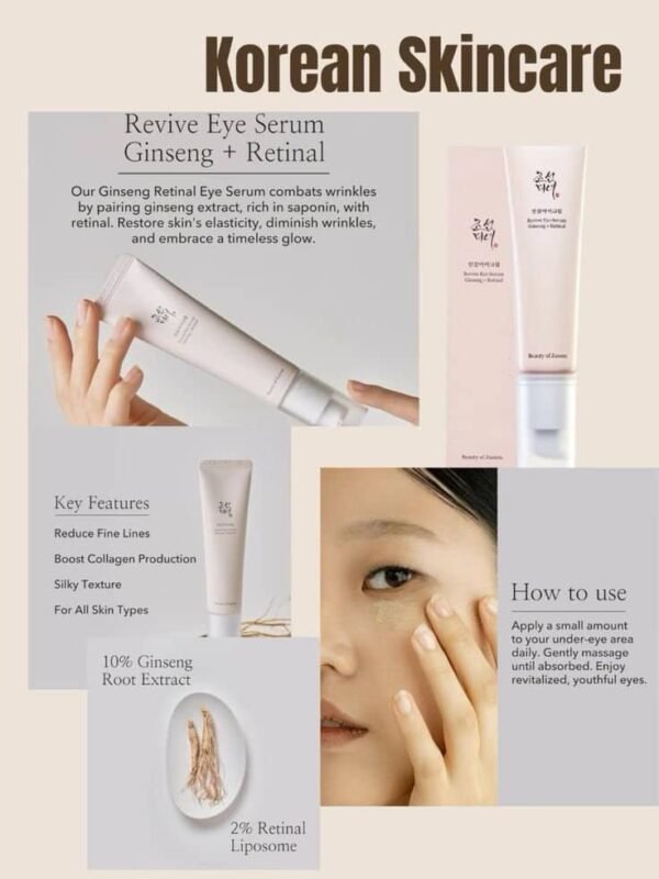 Beauty of Joseon Revive Eye Serum with Ginseng and Retinal - Anti-Aging and Brightening Eye Treatment - 30ml