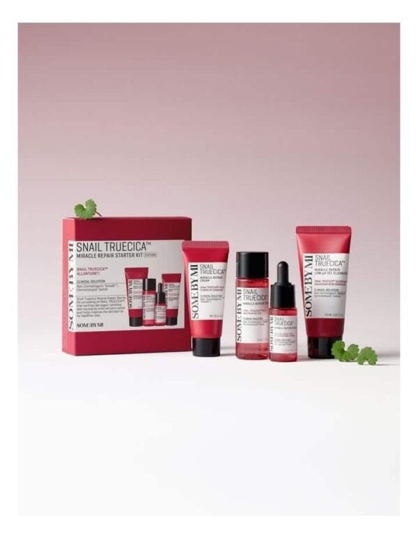 Some by Mi Snail Truecica Miracle Repair Starter Kit - Includes Toner + Serum + Gel Cleanser + Cream - For Daily Repair Travel Skin Care - Set Of 4 Gift Set