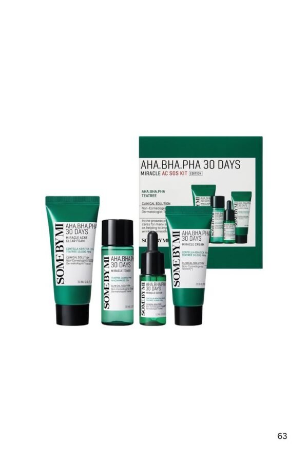 Some by Mi AHA.BHA.PHA 30 Days Miracle Starter Kit 4 Pcs Set (Toner 30ml+Serum 10ml+Cream 20g+Cleansing Bar 25g)